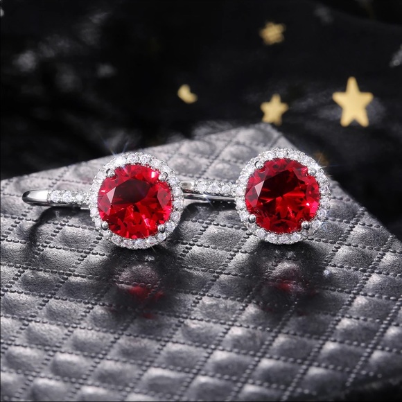 *NEW*925 Silver Drop Earrings Round Stone Zircon - Picture 4 of 4